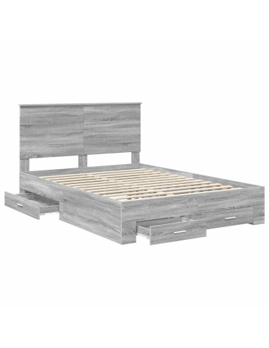 Struttura del letto con testiera Grigio Sonoma 160 x 200 cm