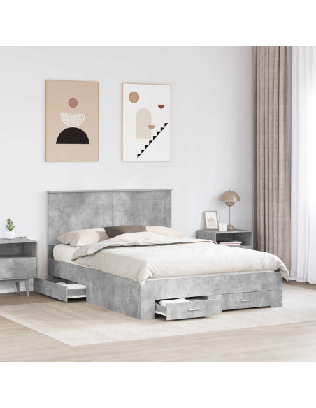 Struttura del letto con testiera Grigio cemento 150 x 200 cm
