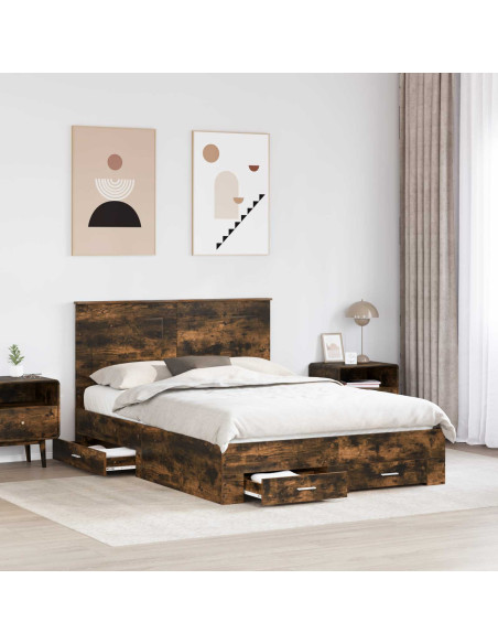 Struttura del letto Rovere fumé 150 x 200 cm Legno multistrato