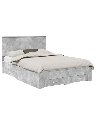 Struttura del letto con testiera Grigio cemento 140 x 200 cm