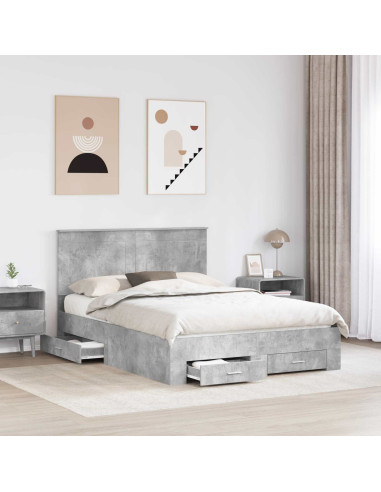 Struttura del letto con testiera Grigio cemento 140 x 200 cm