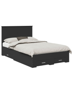 Struttura del letto Nero 135 x 190 cm Legno multistrato 2