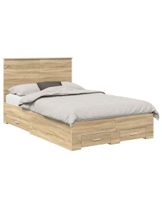 Struttura del letto con testiera Rovere Sonoma 135 x 190 cm 2