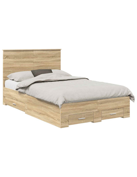 Struttura del letto con testiera Rovere Sonoma 135 x 190 cm