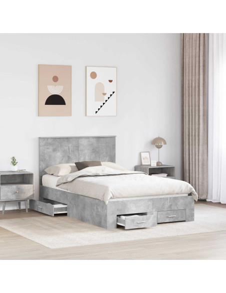 Struttura del letto con testiera Grigio cemento 135 x 190 cm