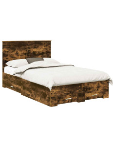 Struttura del letto Rovere fumé 135 x 190 cm Legno multistrato 2