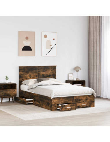 Struttura del letto Rovere fumé 135 x 190 cm Legno multistrato