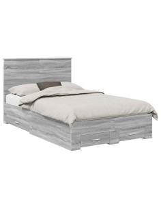 Struttura del letto con testiera Grigio Sonoma 135 x 190 cm 2