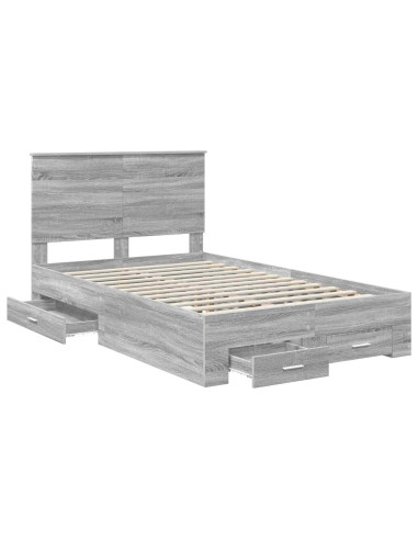 Struttura del letto con testiera Grigio Sonoma 135 x 190 cm