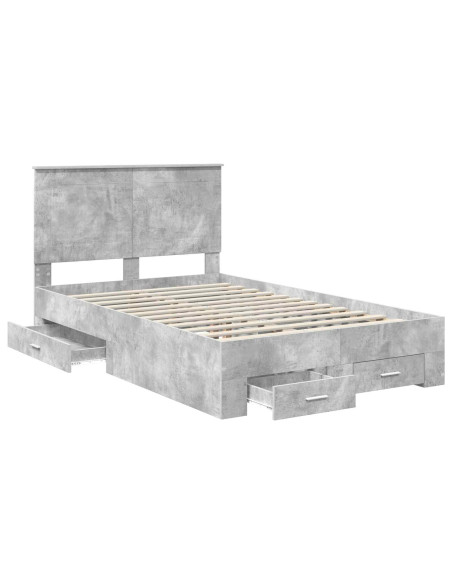 Struttura del letto con testiera Grigio cemento 120 x 190 cm