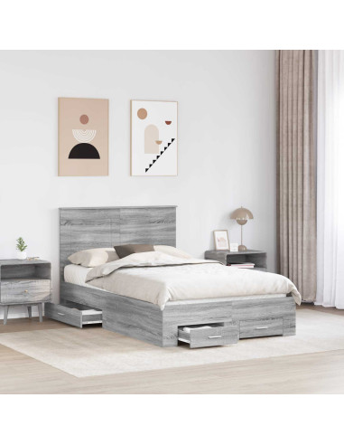 Struttura del letto con testiera Grigio Sonoma 120 x 190 cm