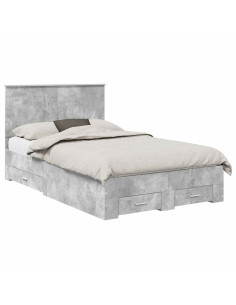Struttura del letto con testiera Grigio cemento 120 x 200 cm 2