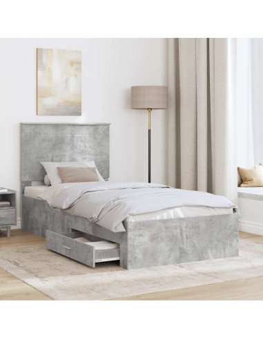 Struttura del letto con testiera Grigio cemento 100 x 200 cm