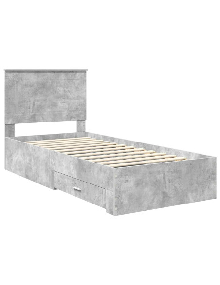 Struttura del letto con testiera Grigio cemento 100 x 200 cm