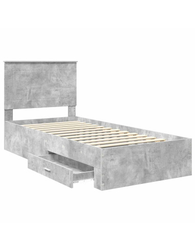 Struttura del letto con testiera Grigio cemento 100 x 200 cm