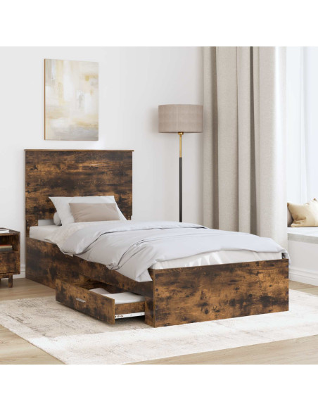 Struttura del letto Rovere fumé 100 x 200 cm Legno multistrato