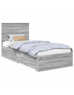 Struttura del letto con testiera Grigio Sonoma 100 x 200 cm 2