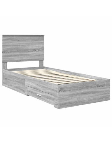 Struttura del letto con testiera Grigio Sonoma 100 x 200 cm