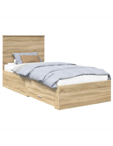 Struttura del letto Rovere Sonoma 90 x 190 cm Legno multistrato