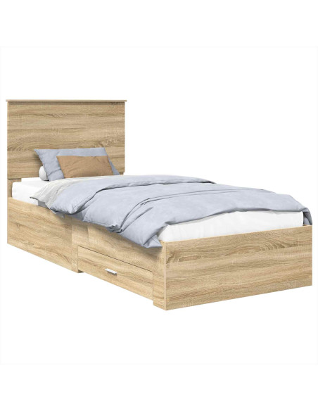 Struttura del letto Rovere Sonoma 90 x 190 cm Legno multistrato