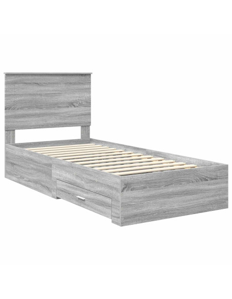 Struttura del letto Grigio Sonoma 90 x 190 cm Legno multistrato