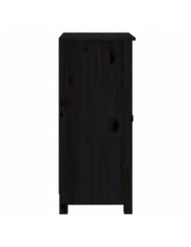 Credenze 2 pz Nere 40x35x80 cm in Legno Massello di Pino