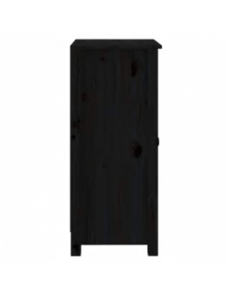 Credenze 2 pz Nere 40x35x80 cm in Legno Massello di Pino