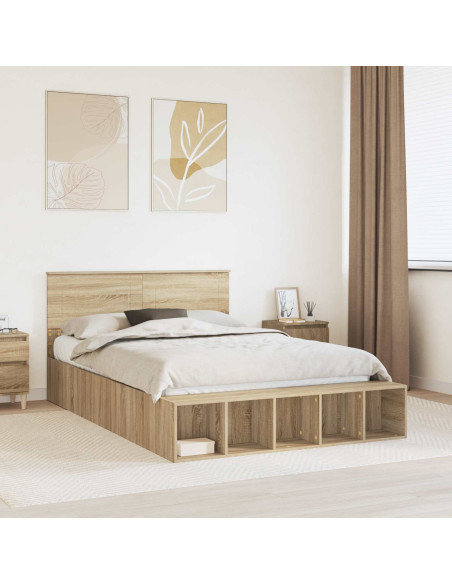 Struttura del letto con lo scaffale Rovere Sonoma 160 x 200 cm