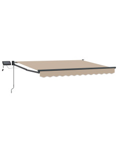Tenda retrattile manuale con LED Beige 3 x 2,5 m