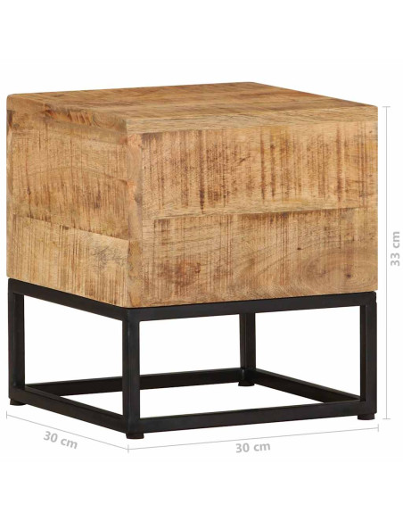Tavolino 30x30x33 cm in Legno di Mango Grezzo