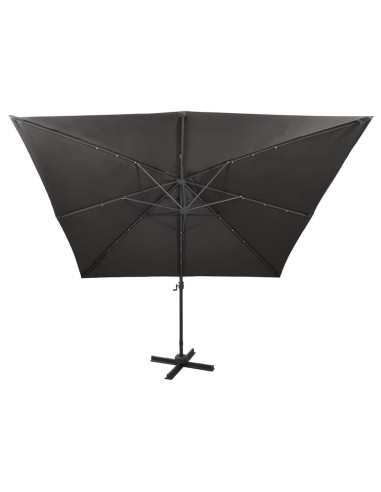 Ombrellone a Sbalzo con Palo e Luci a LED Antracite 300 cm
