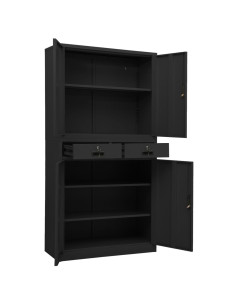 Armadio per Ufficio Antracite 90x40x180 cm in Acciaio 2