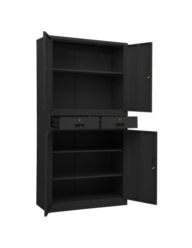 Armadio per Ufficio Antracite 90x40x180 cm in Acciaio