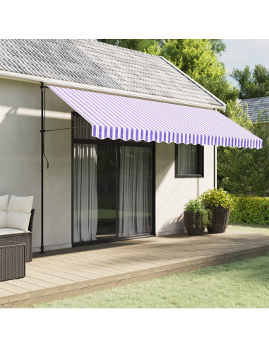 Tessuto Ricambio per Mantovana Tenda Righe Blu e Bianche 4,5 m