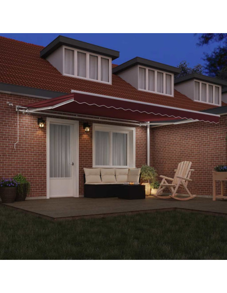 Tenda da Sole Retrattile Automatica con LED Bordò 450x300 cm