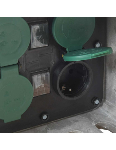 Presa Esterno Picchetto Luce Sensore 4Vie Grigio Effetto Pietra