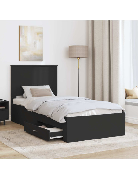 Struttura del letto con testiera Nero e Argento 75 x 190 cm