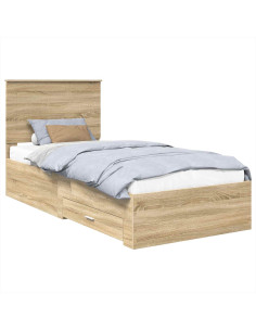 Struttura del letto Rovere Sonoma e Argento 75 x 190 cm 2