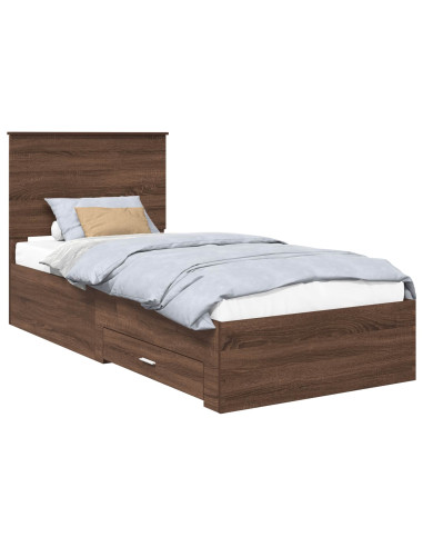 Struttura del letto Rovere Marrone e Argento 75 x 190 cm