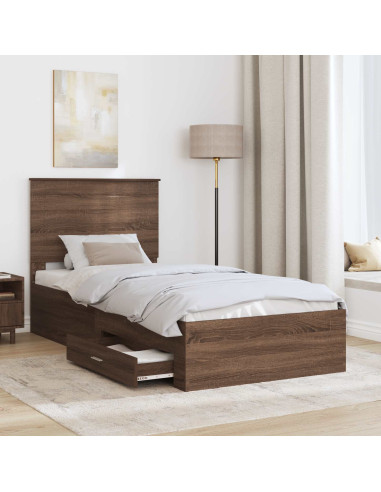 Struttura del letto Rovere Marrone e Argento 75 x 190 cm