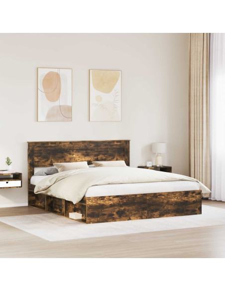 Struttura del letto Rovere fumé 180 x 200 cm Pino massello