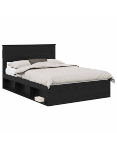 Struttura del letto Nero 160 x 200 cm Pino massello 2