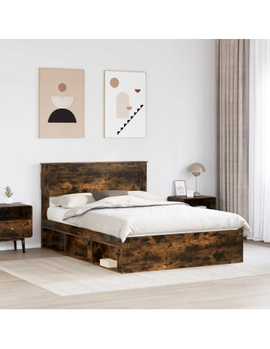 Struttura del letto Rovere fumé 140 x 200 cm Pino massello