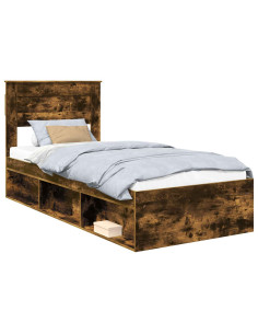 Struttura del letto Rovere fumé 100 x 200 cm Pino massello 2