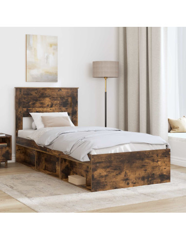 Struttura del letto Rovere fumé 100 x 200 cm Pino massello
