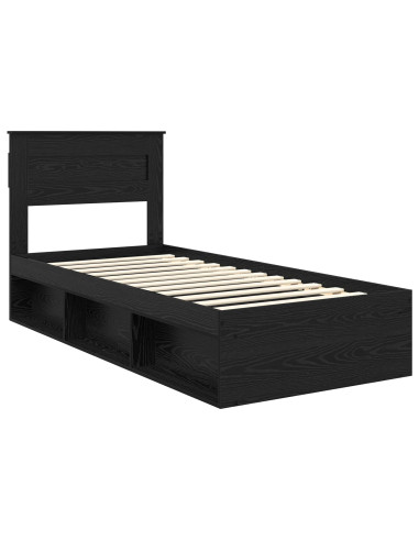 Struttura del letto con testiera Nero 90 x 190 cm Pino massello