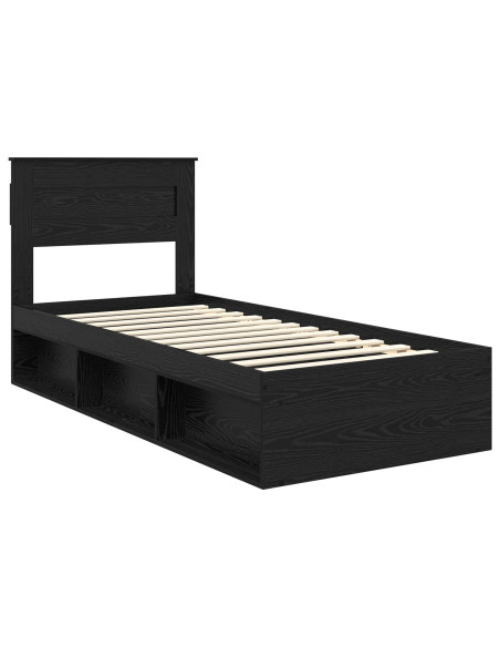 Struttura del letto con testiera Nero 90 x 190 cm Pino massello