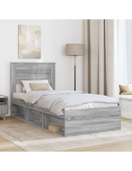 Struttura del letto Grigio Sonoma 90 x 190 cm Pino massello