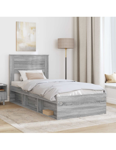 Struttura del letto Grigio Sonoma 90 x 200 cm Pino massello
