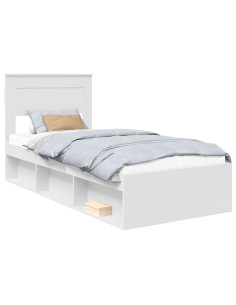 Struttura del letto Bianco 75 x 190 cm Pino massello 2